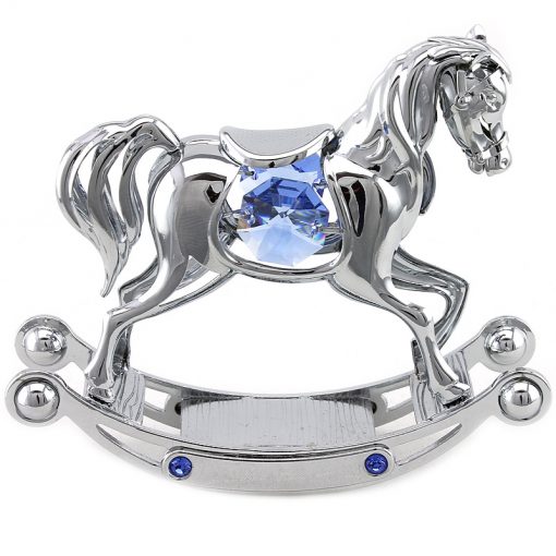 Crystocraft Rocking Horse - Silver/Blue