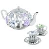Crystocraft Tea Pot Set with Two Cups - Silver