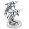 Crystocraft Twin Dolphins on Deluxe Base - Silver