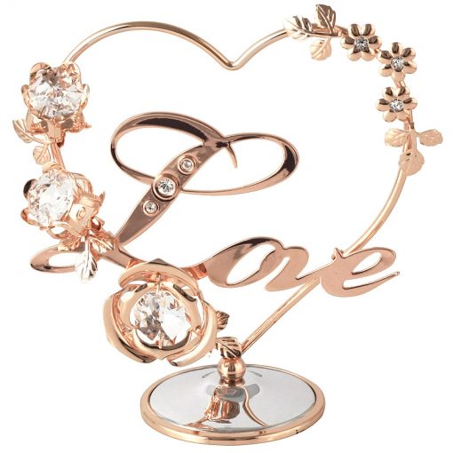 Crystocraft Heart with Flowers - Love - Rose Gold