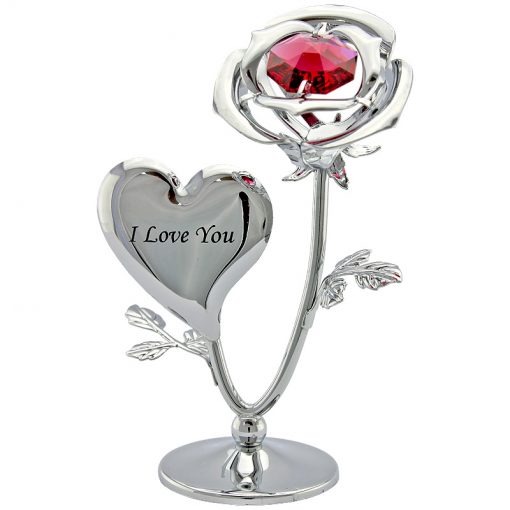 Crystocraft Mini Rose "I Love You" - Silver