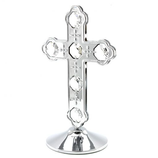 Crystocraft Cross on Base - Silver