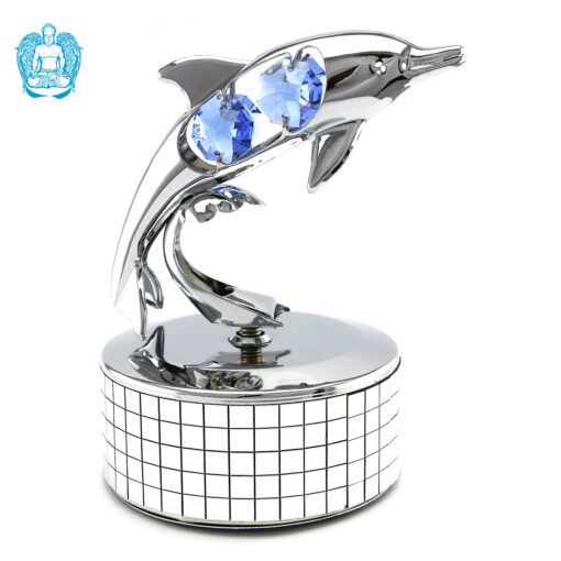 Crystocraft Dolphin Music Box - Silver/Blue | The Blue Budha