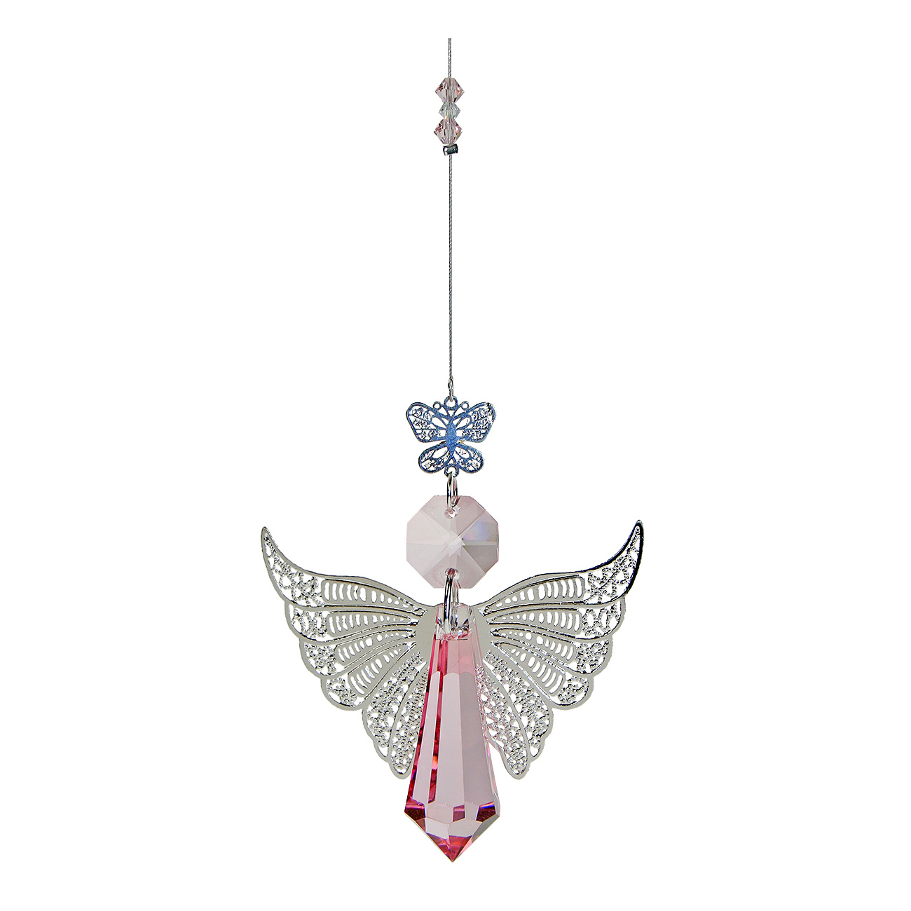 Butterfly Fairy Crystal Suncatcher - Pastel Pink