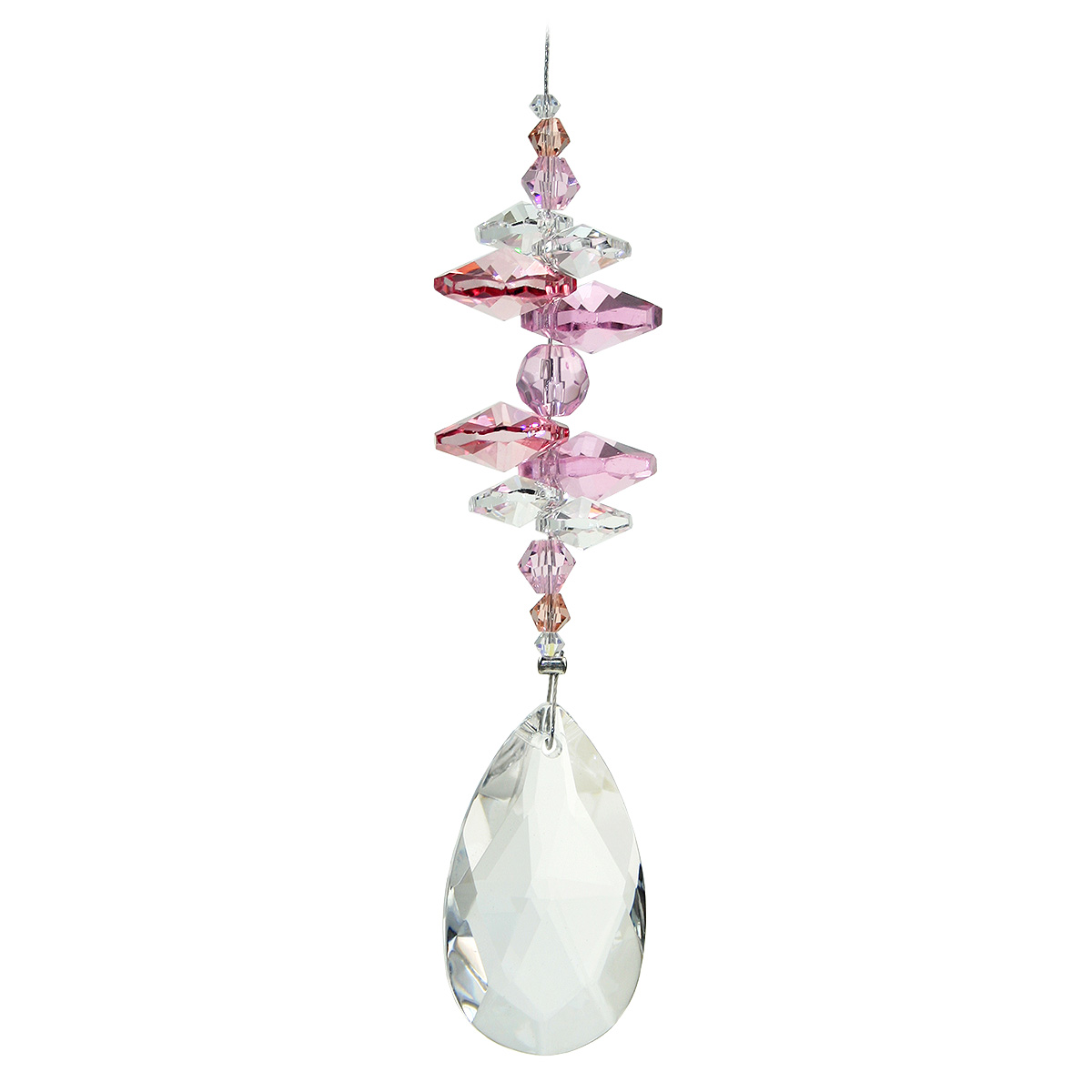 Crystal Almond Drop Suncatcher - Pink