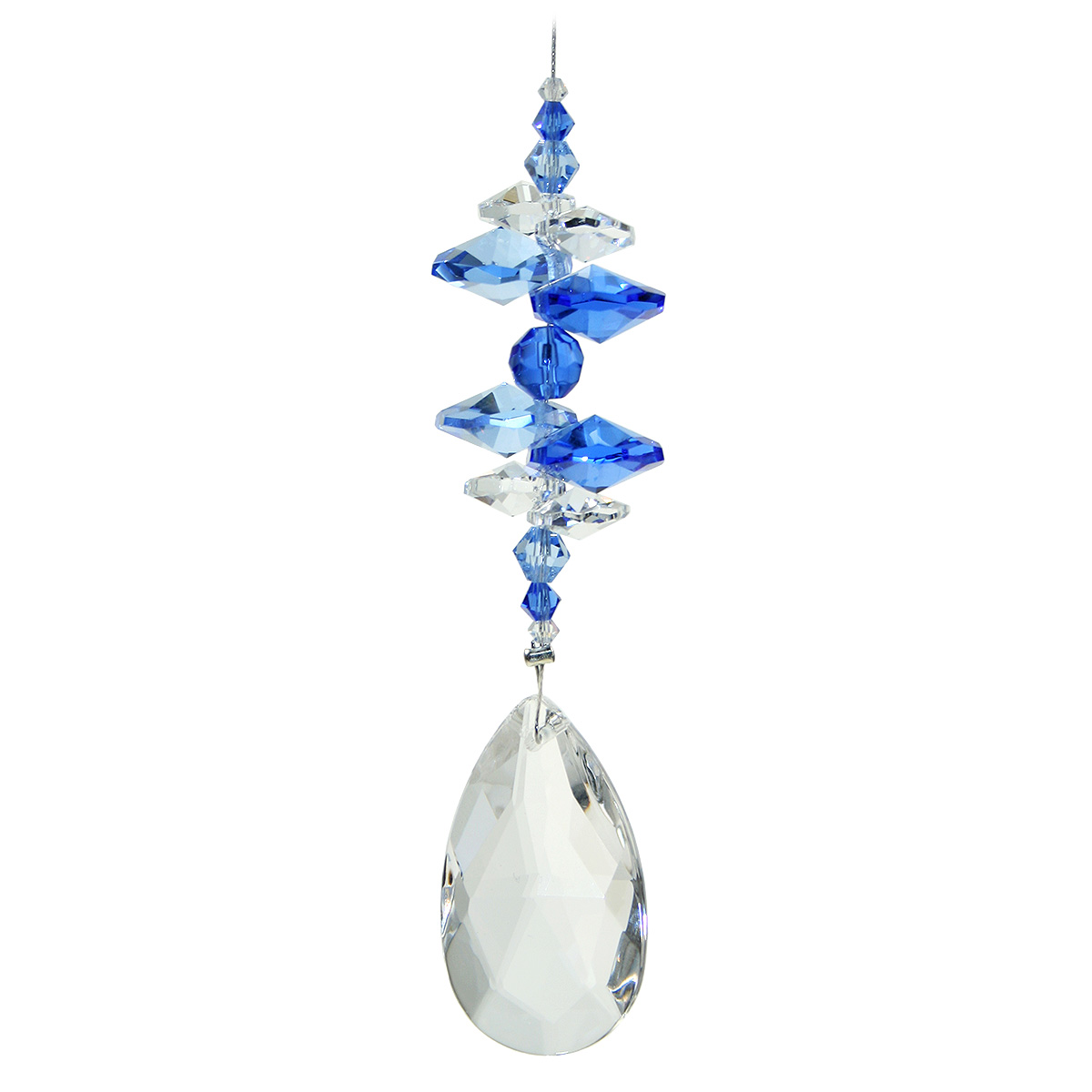 Crystal Almond Drop Suncatcher - Sapphire